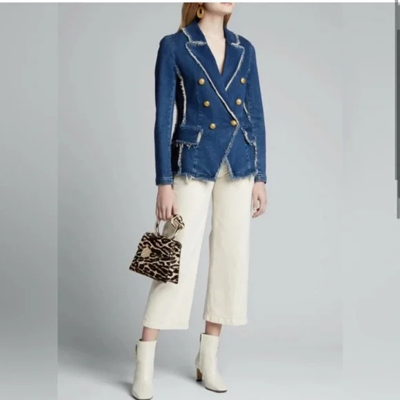L’agence Kaydence Frayed Denim Blazer/Small - Picture 3 of 11